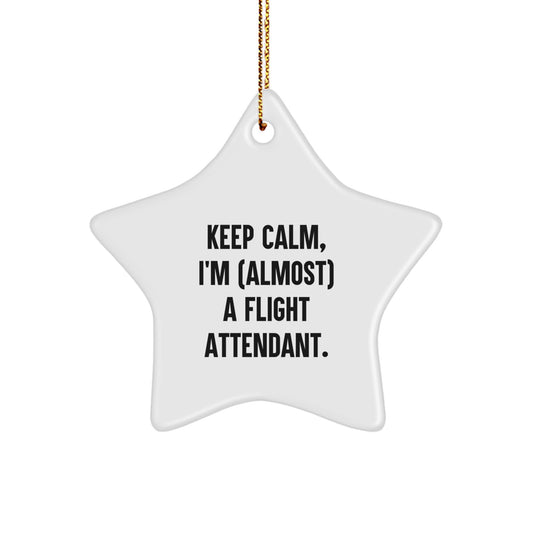 Funny Flight Attendant Christmas Unique Gifts from Friends Star Ornament, Gifts for Flight Attendants, Almost a Flight Attendant Star Decoration - Image 1