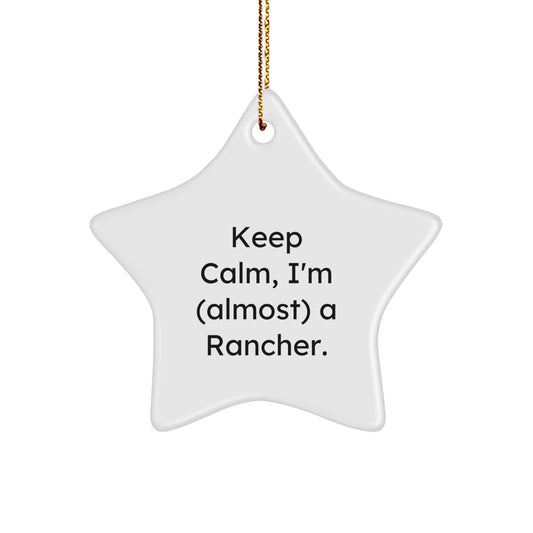 Funny Rancher Gifts for Christmas, Star Ornament, 'Keep Calm, I'm (almost) A Rancher', Unique Rancher Decor, Gifts from Men, Women, Family, Friends to Rancher, Men, Women, Family, Friends - Image 1
