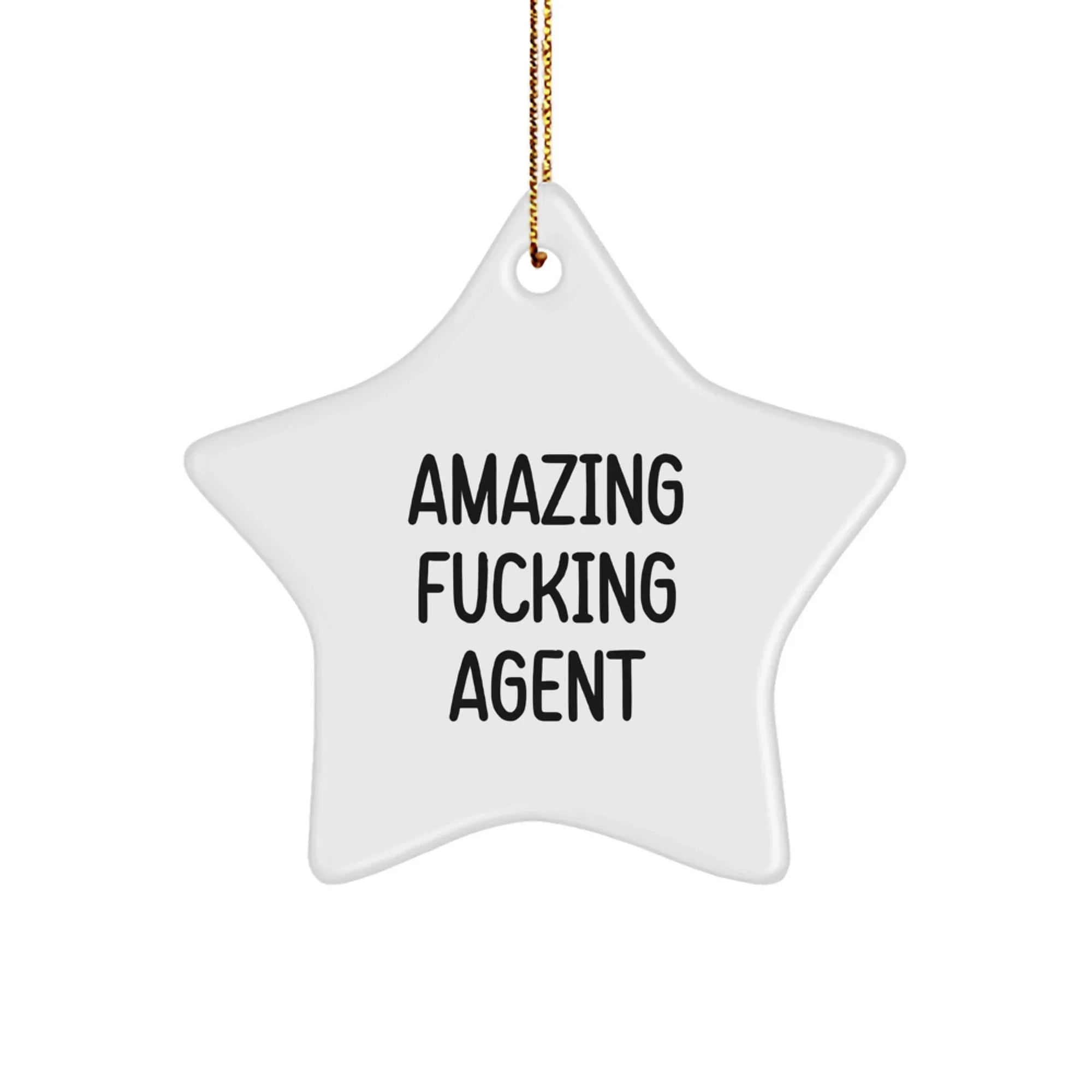 Funny Agent Star Ornaments Gifts from Men to Agent, Agent Star Ornament Agent Christmas Unique Gifts, 'Amazing F--king Agent' Funny Agent Star Ornament for Agent
