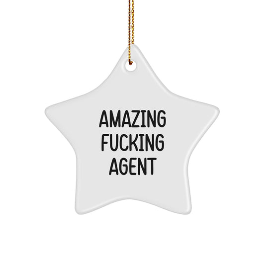 Funny Agent Star Ornaments Gifts from Men to Agent, Agent Star Ornament Agent Christmas Unique Gifts, 'Amazing F--king Agent' Funny Agent Star Ornament for Agent - Image 1