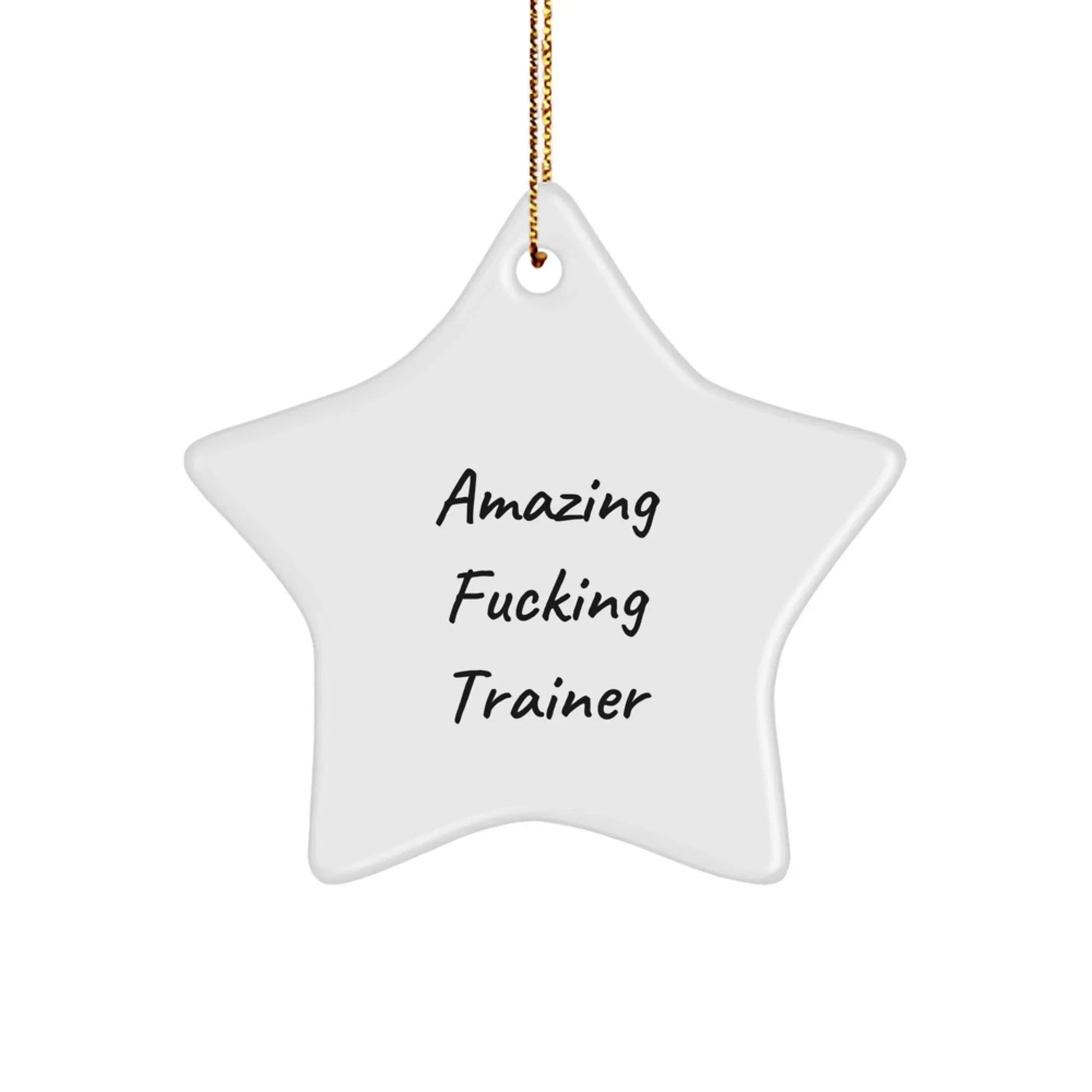 Funny Trainer Star Ornament Gifts from Men to Friends, Funny Christmas Unique Gifts for Men, Train Hard Star Decoration