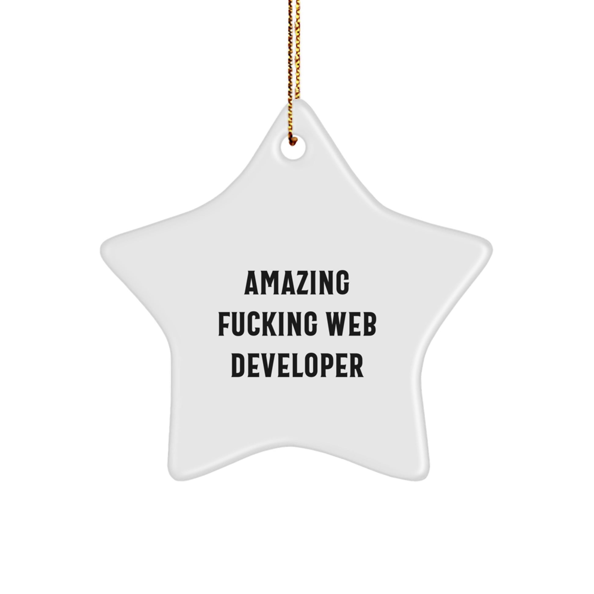 Funny Web Developer Gifts from Friends - Star Ornament for Christmas Unique Gifts - 'Amazing F--king Web Developer' Star Decoration for Men, Women, Coworkers, Family - Image 1