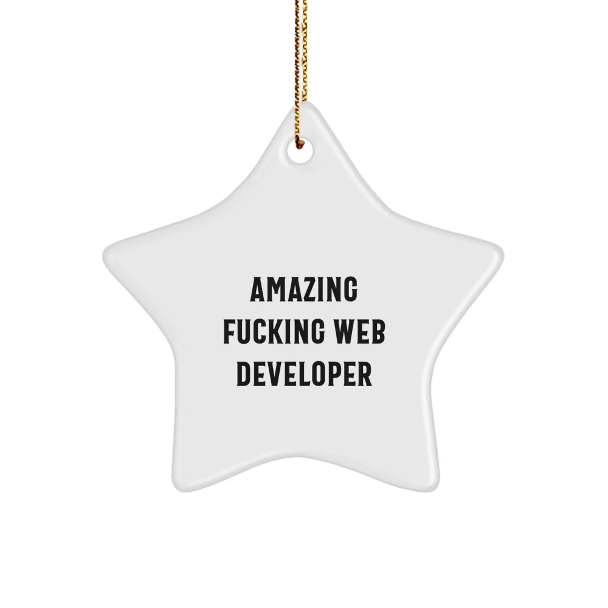Funny Web Developer Gifts from Friends - Star Ornament for Christmas Unique Gifts - 'Amazing F--king Web Developer' Star Decoration for Men, Women, Coworkers, Family