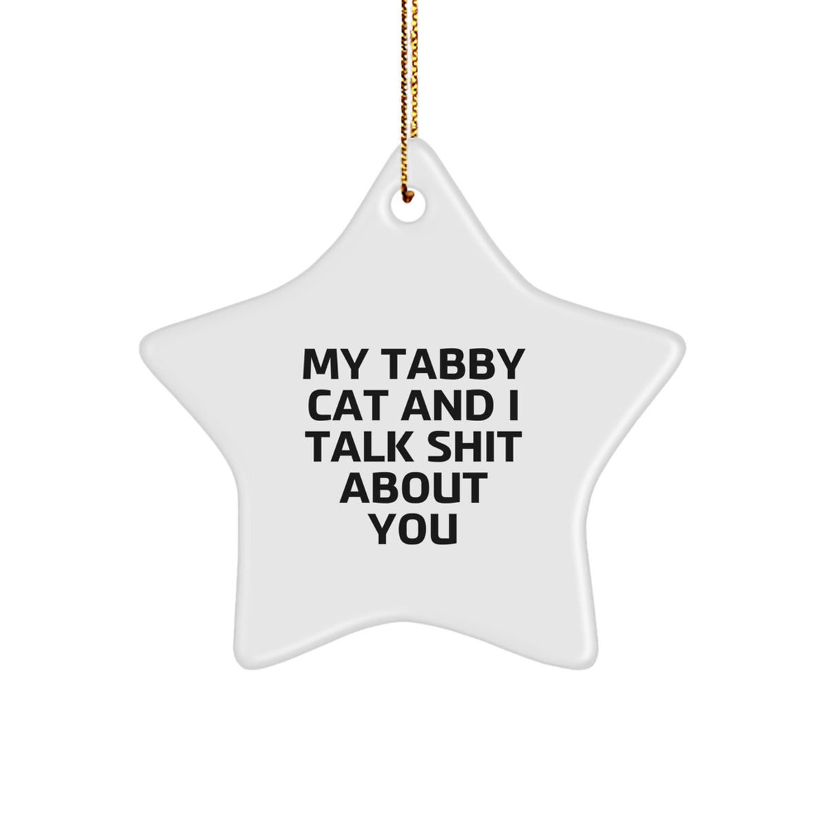 Christmas Gift for Her Tabby Cat Star Ornament Present Sublimated - Image 1