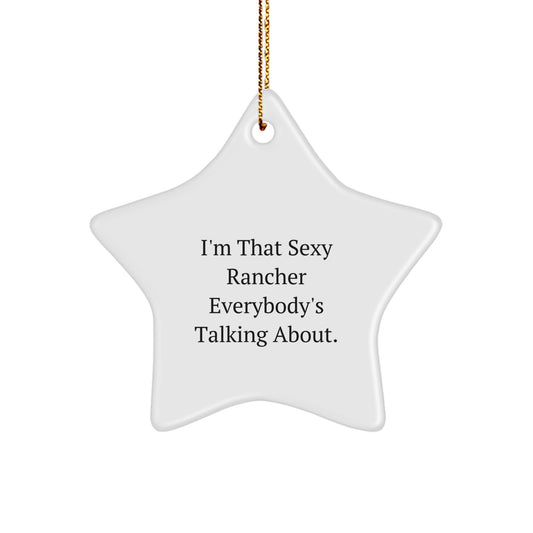 Funny Rancher Gifts from Friends for Men Star Ornament I'm That Sexy Rancher Everybody's Talking About Christmas Unique Decorations - Image 1