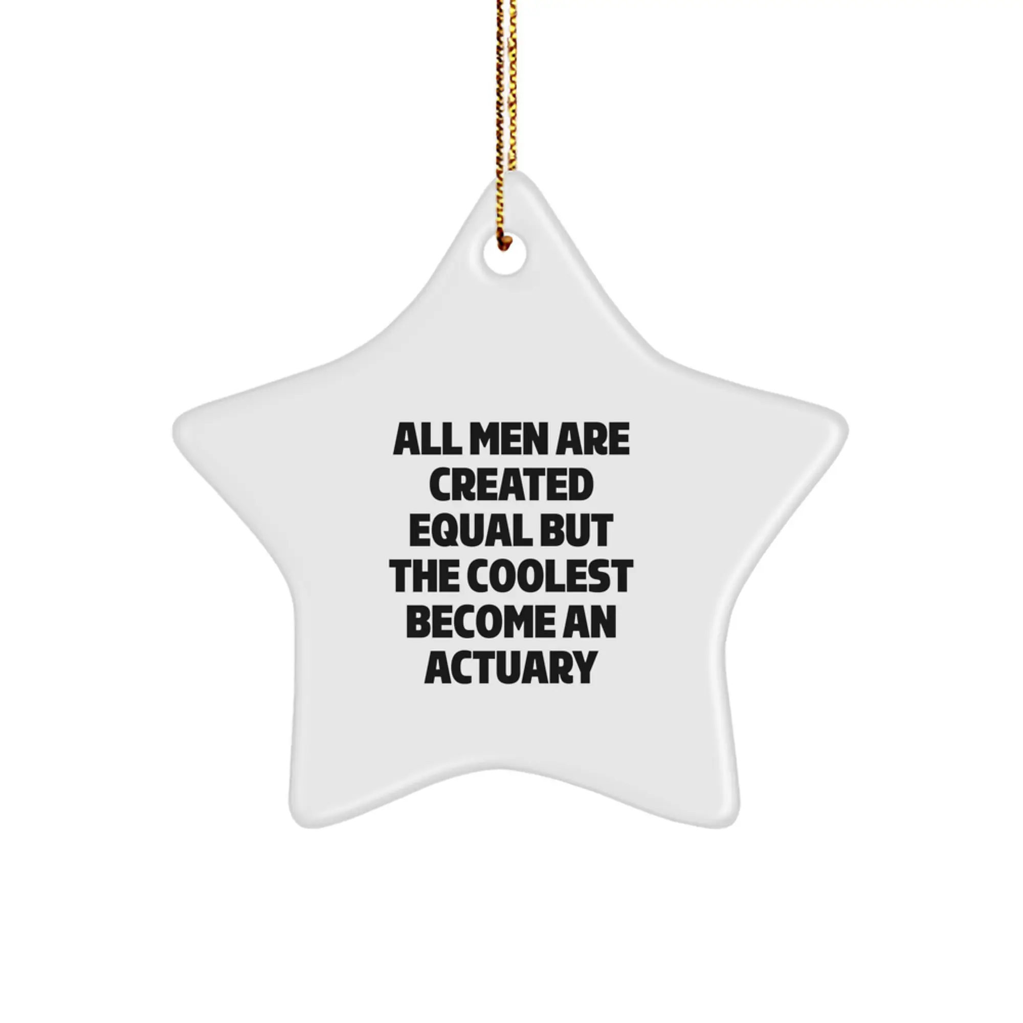Funny Actuary Gifts for Men, Christmas Unique Star Ornament, 'All Men Are Created Equal But The Coolest Become An Actuary' Quote - Image 1