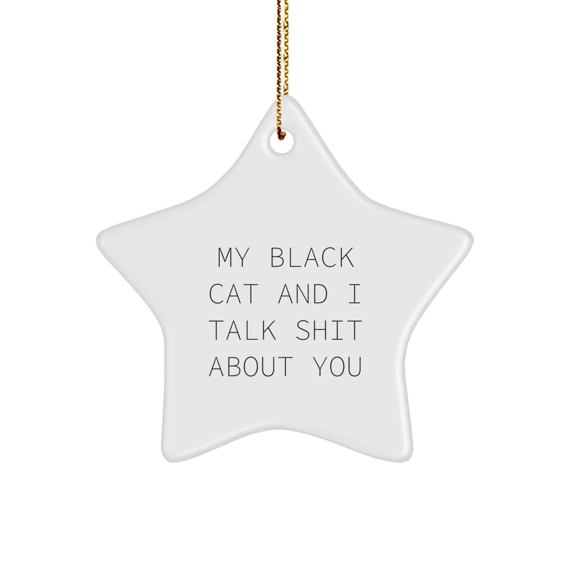 Funny Black Cat Star Ornament Gifts from Men to Friends for Christmas - My Black Cat And I Talk Shit About You - Image 1