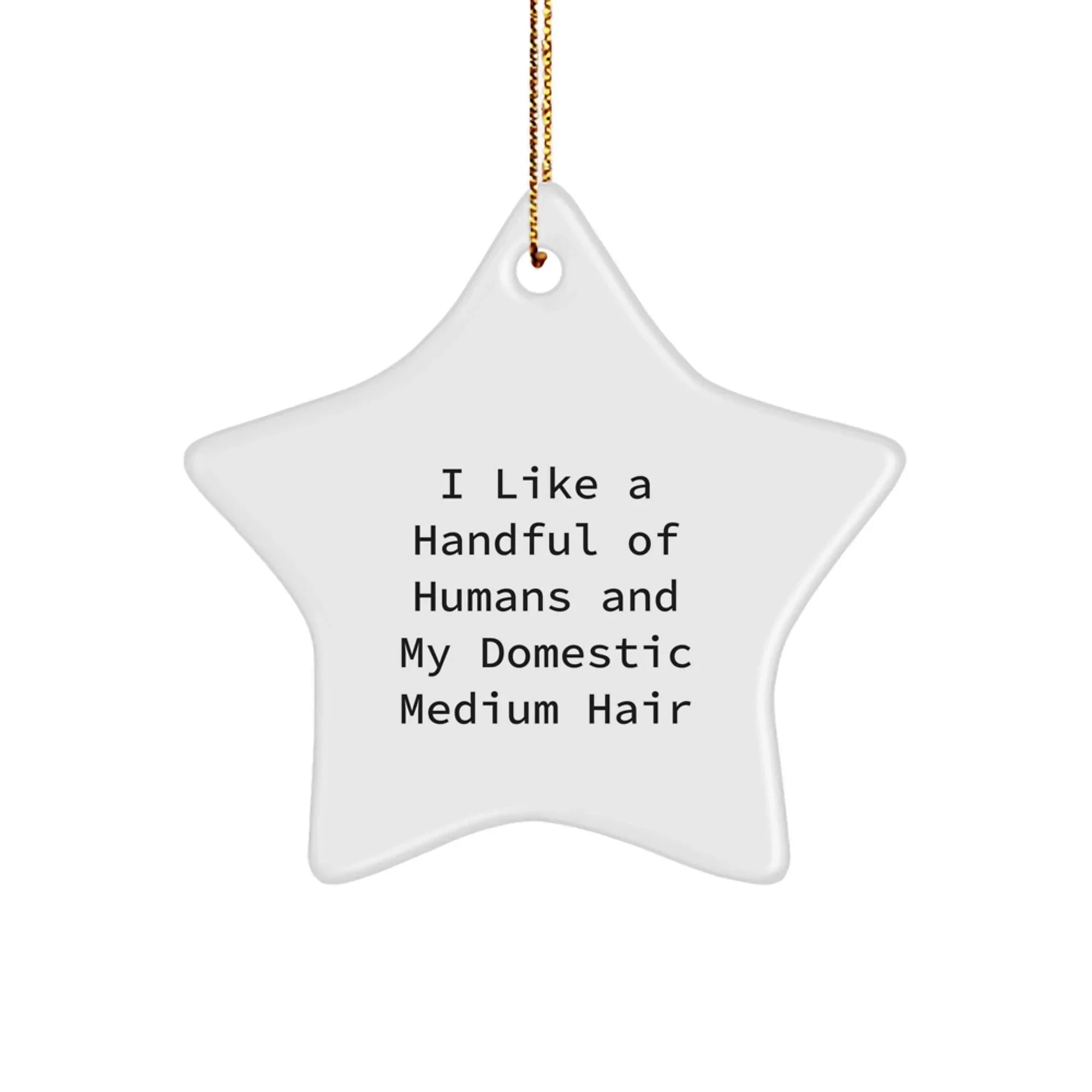 Funny Domestic Medium Hair Cat Gifts for Christmas - Adorable Star Ornament with I Like A Handful Of Humans And My Domestic Medium Hair Quote, Gifts from Family for Domestic Medium Hair Cat Lovers