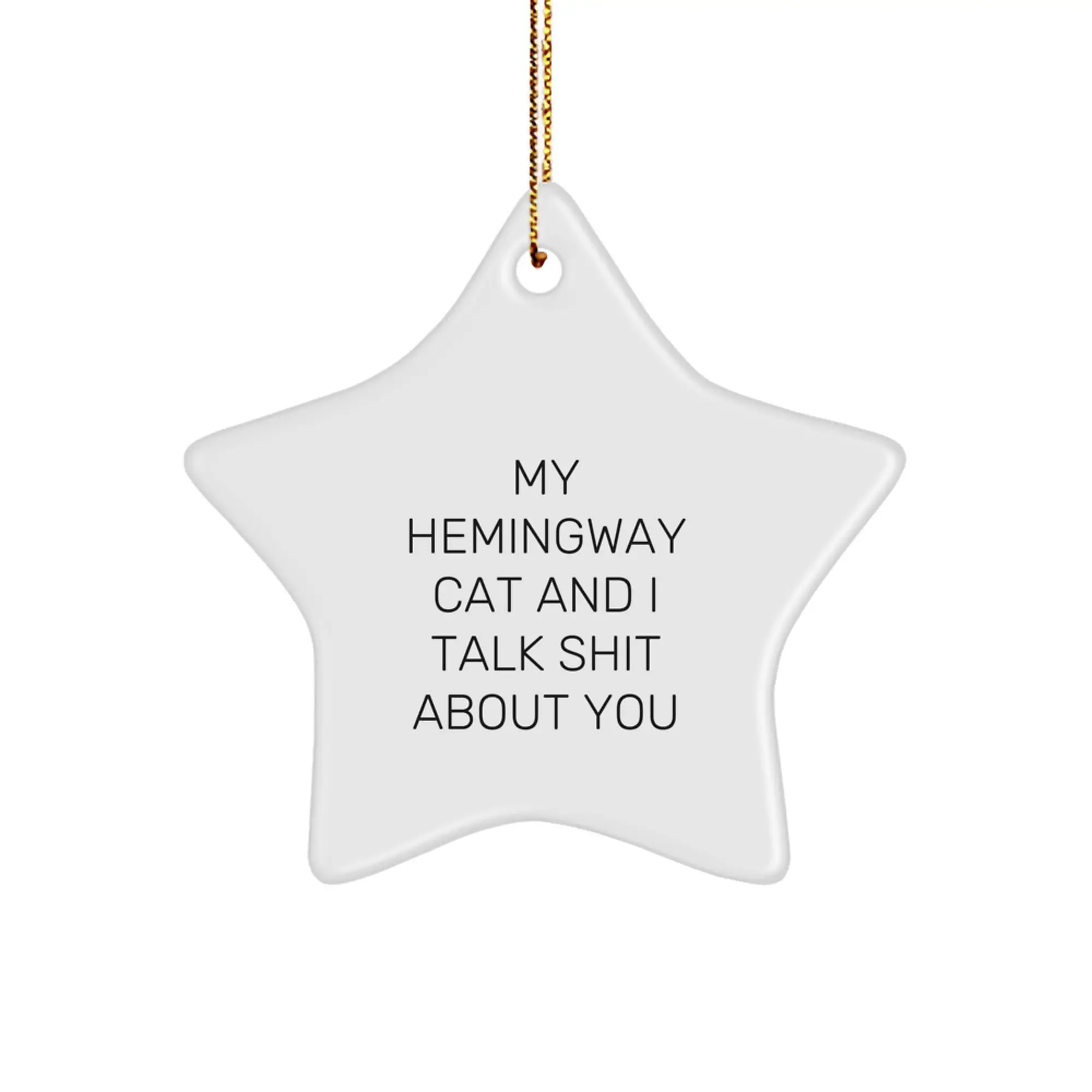Funny Hemingway Cat Star Ornament for Christmas Unique Gifts from Friends to Friends, Hemingway Cat Lovers Gifts for Men, Women, Family, Coworkers - Image 1