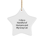 Funny Gray Cat Star Ornament Gifts from Men, Women, Friends, Family for Christmas Unique Gifts