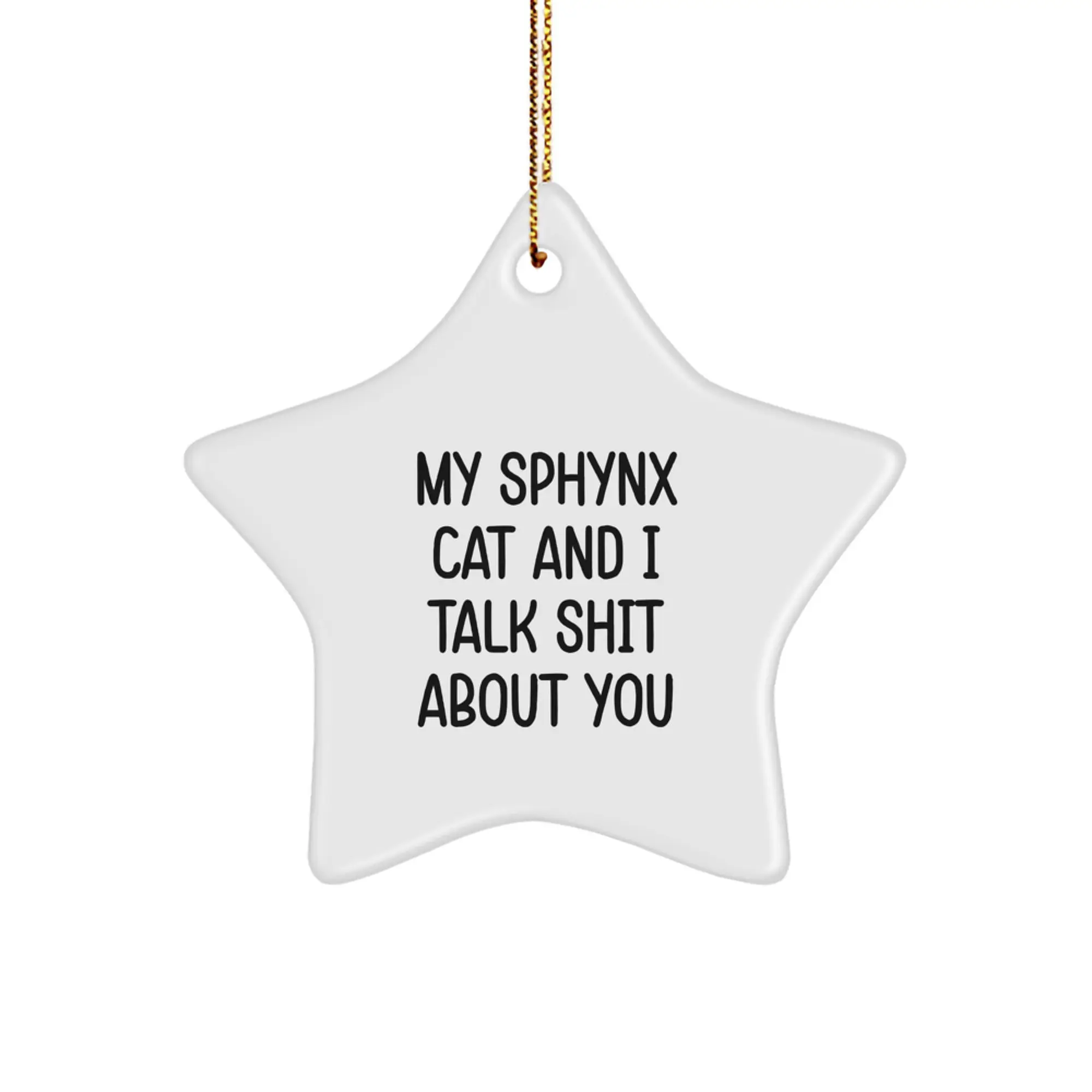 Funny Sphynx Cat Star Ornament Gifts from Friends and Family for Christmas Unique Decorations - Image 1