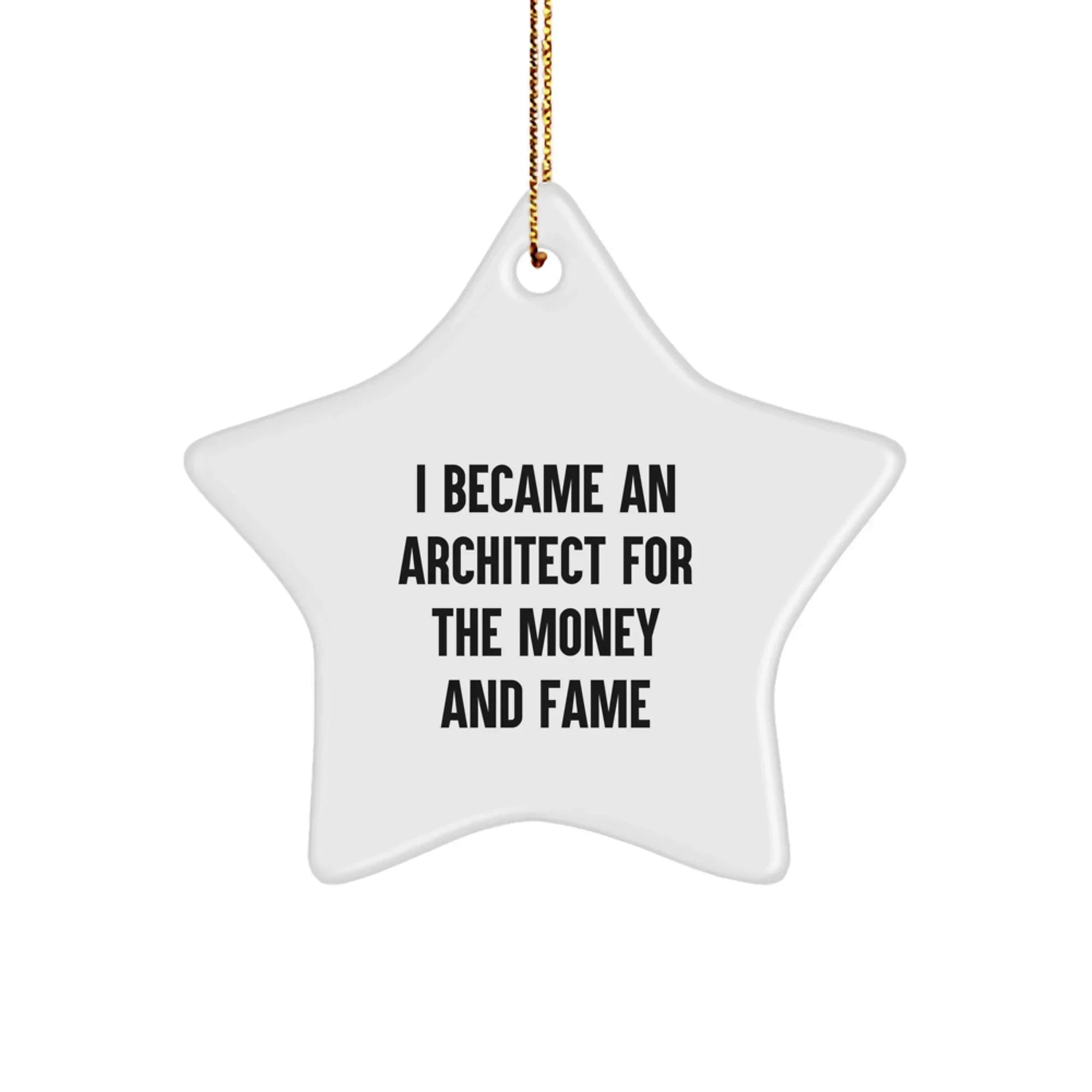Funny Architect Star Ornament Gifts from Men to Friends and Family - I Became An Architect For The Money And Fame Christmas Unique Gifts for Coworkers