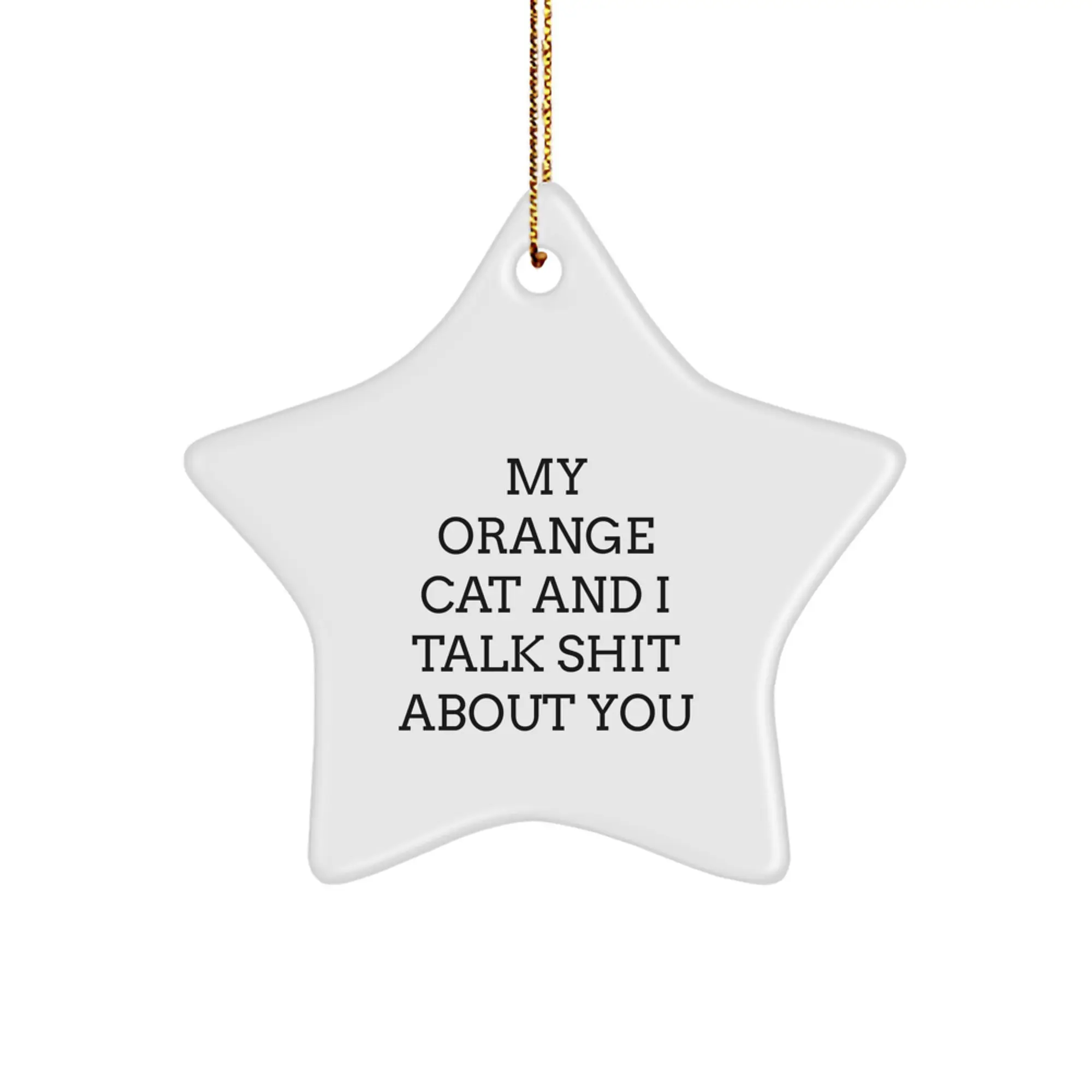 Funny Orange Cat Star Ornament for Christmas Unique Gifts from Friends to Family - Image 1