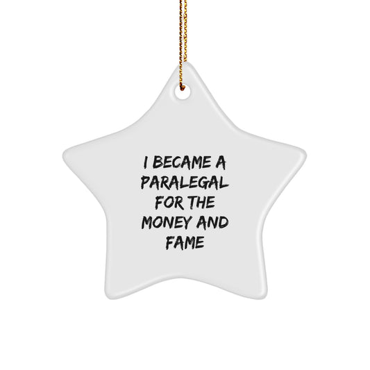 Paralegal Star Ornament Funny Gift from Men to Paralegal Friends, Inspirational Star Shapes for Christmas Unique Gifts - Image 1