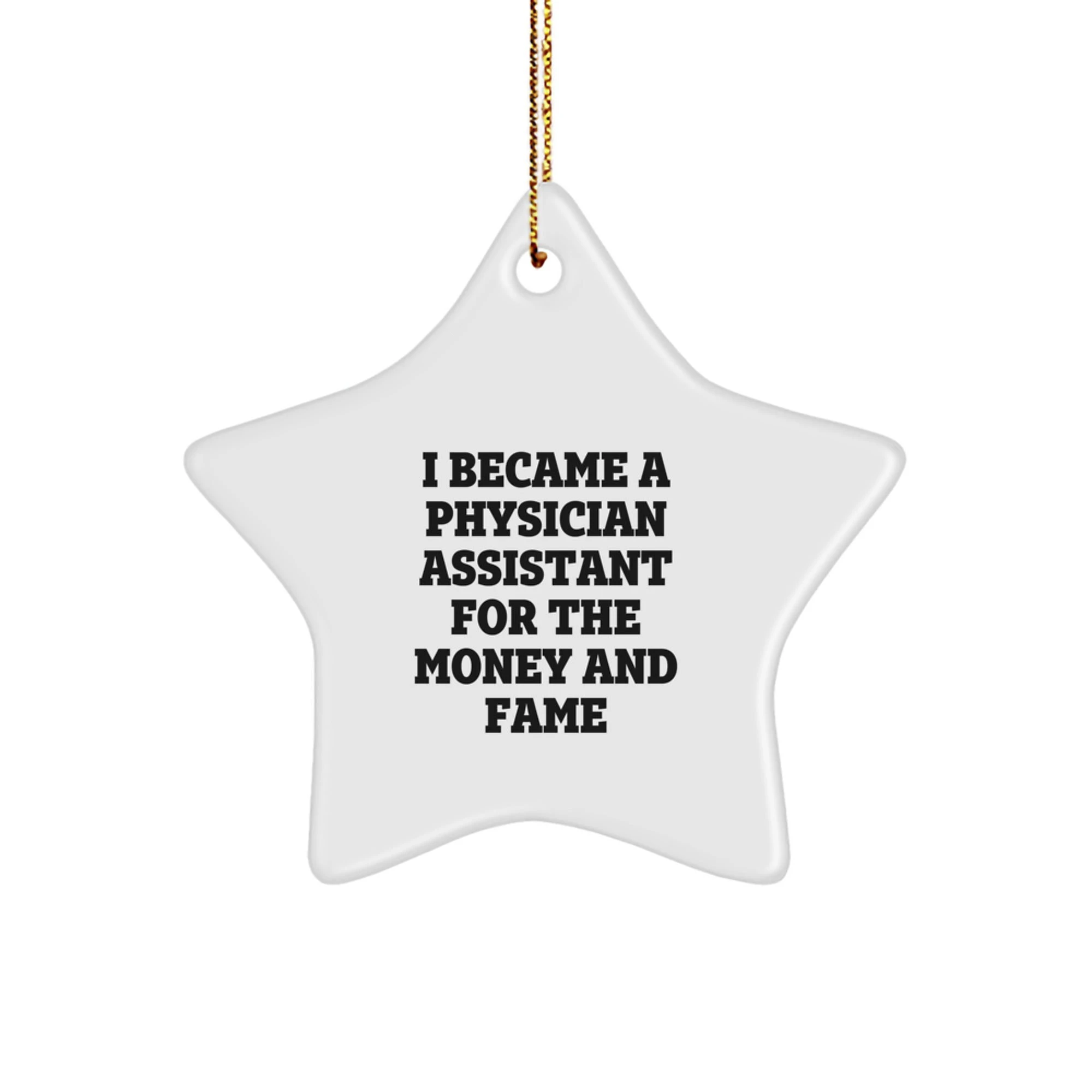 Funny Gifts from Family for Physician Assistant Star Ornament - 'I Became A Physician Assistant For The Money And Fame' Christmas Unique Gifts for Men Women Friends Coworkers
