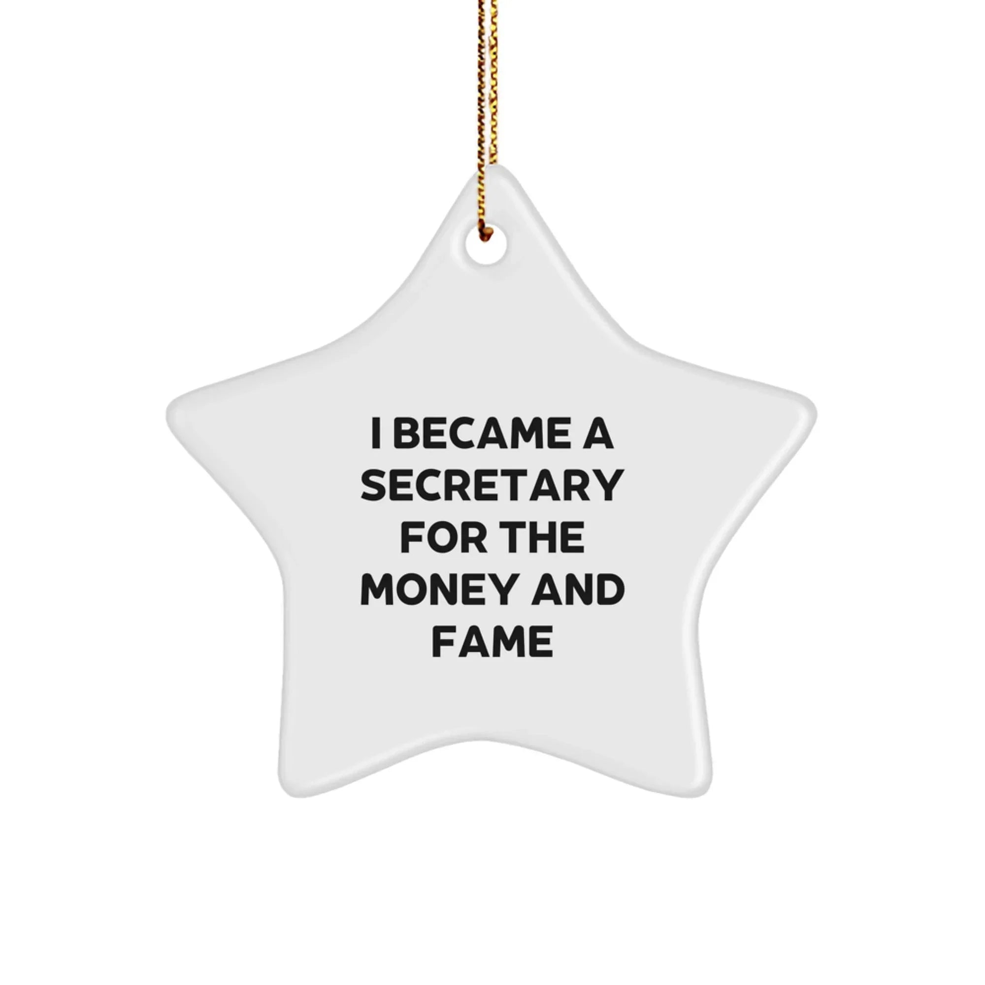 Funny Secretary Gifts, I Became A Secretary For The Money And Fame, Christmas Unique Star Ornament from Friends, Gifts for Secretary, Star Ornament for Women, Coworkers, Family