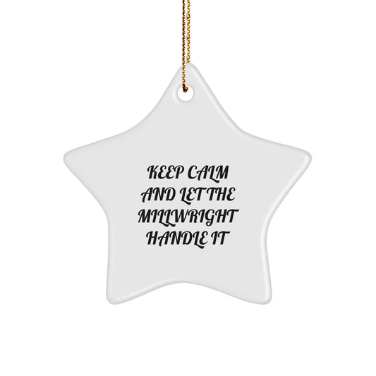 Funny Millwright Gifts from Men to Millwright Christmas Unique Ornaments Star Shaped White Color - Image 1