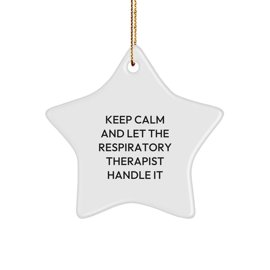 Funny Respiratory Therapist Gifts from Family - Keep Calm Star Ornament for Christmas Unique Gifts for Respiratory Therapist Men - Image 1