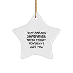 Unique Grandfather Gifts for Him, 'To My Amazing Grandfather' Star Ornament, White, 3.25'' Tall, Perfect for Christmas