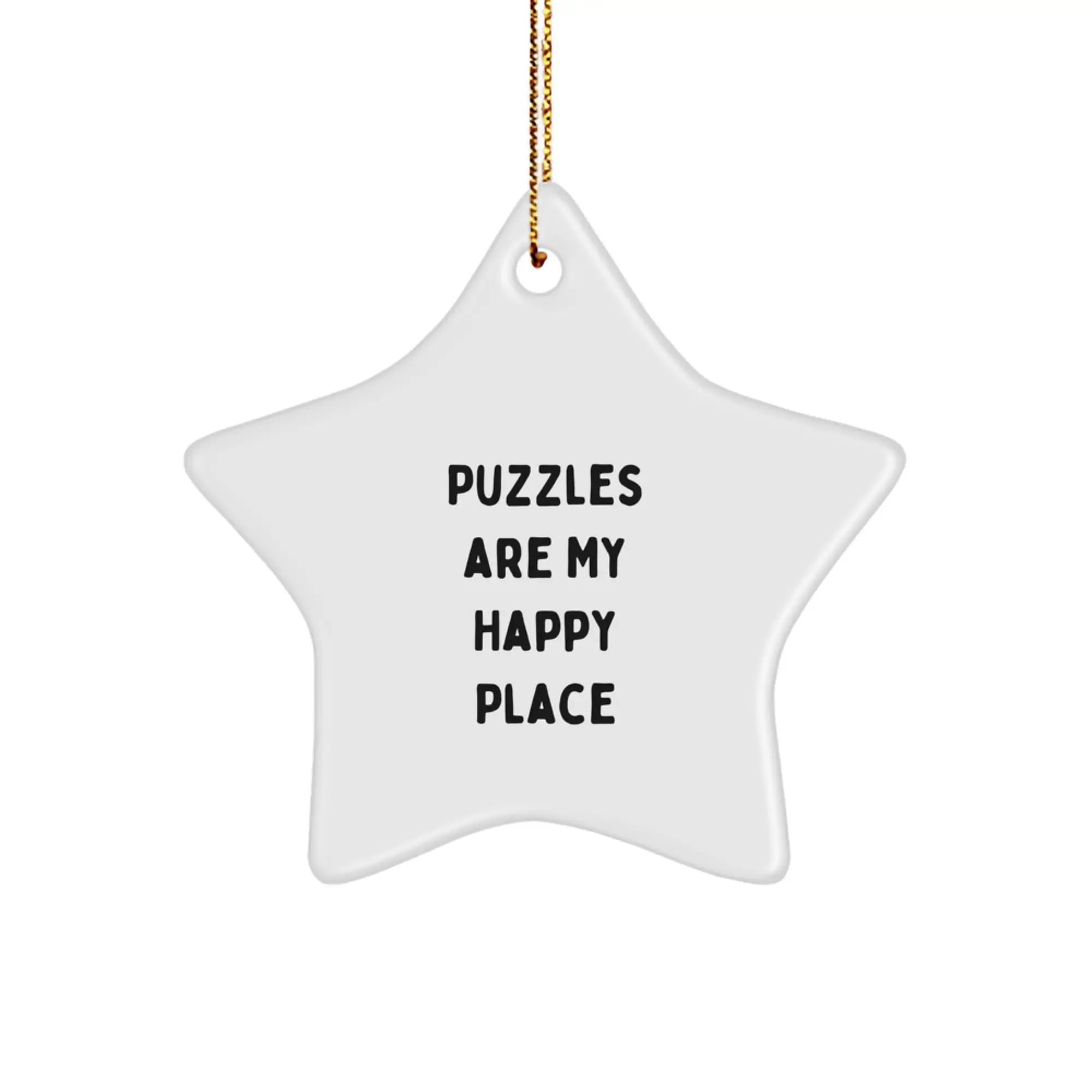 Puzzles Star Ornament Gifts from Friends for Puzzles Lovers, Funny Quote Puzzles Are My Happy Place, Christmas Unique Gifts - Image 1