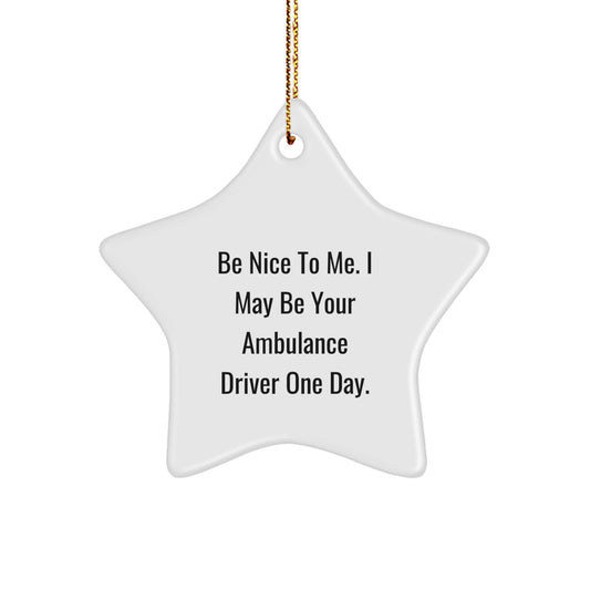 Ambulance Driver Gifts, Funny Quote Star Ornament, Gifts from Friends for Ambulance Driver, Unique Christmas Ornaments - Image 1