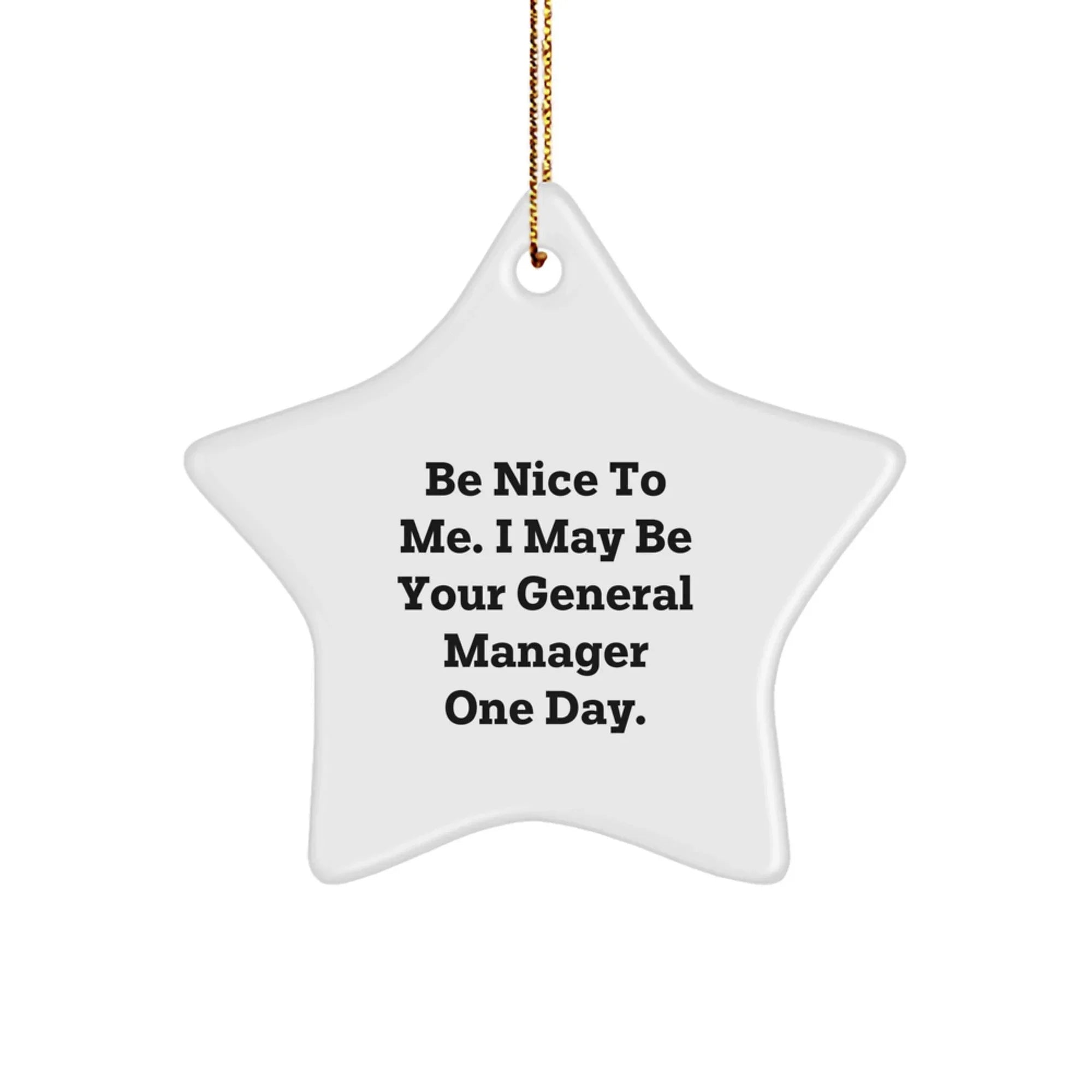 Funny General Manager Star Ornament Gifts from Family - Be Nice To Me I May Be Your General Manager One Day - Christmas Unique Gifts for General Manager