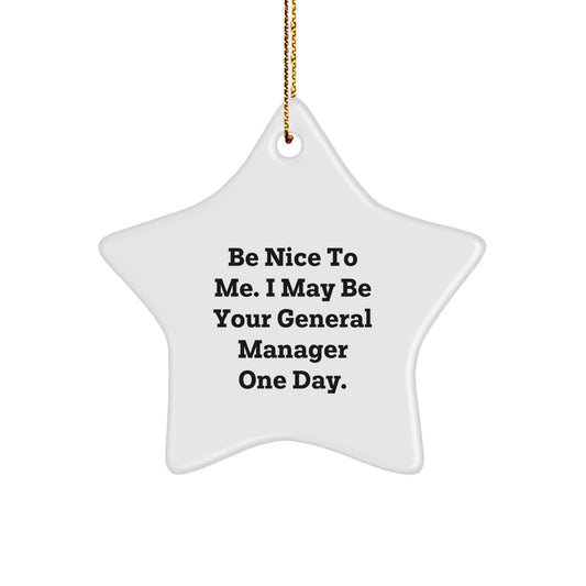 Funny General Manager Star Ornament Gifts from Family - Be Nice To Me I May Be Your General Manager One Day - Christmas Unique Gifts for General Manager - Image 1