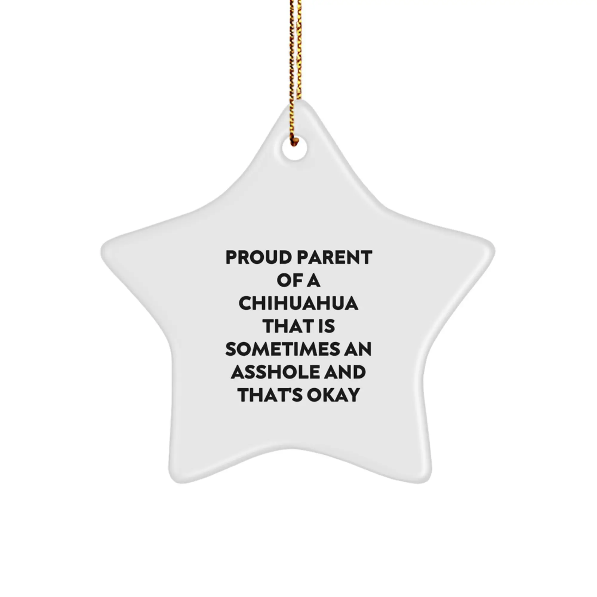 Funny Chihuahua Dog Christmas Unique Gifts from Friends and Family - Star Ornament for Proud Parents - 'Sometimes an Asshole and That's Okay' Humor - Image 1