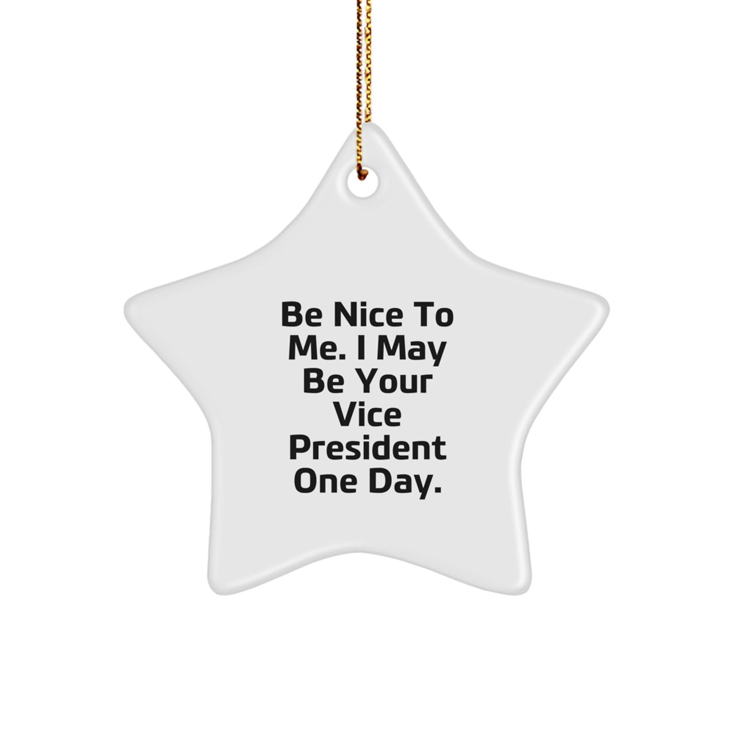 Funny Vice President Gifts, Star Ornament for Men or Women, Be Nice to Me Quote, Christmas Unique Gifts from Friends or Family - Image 1