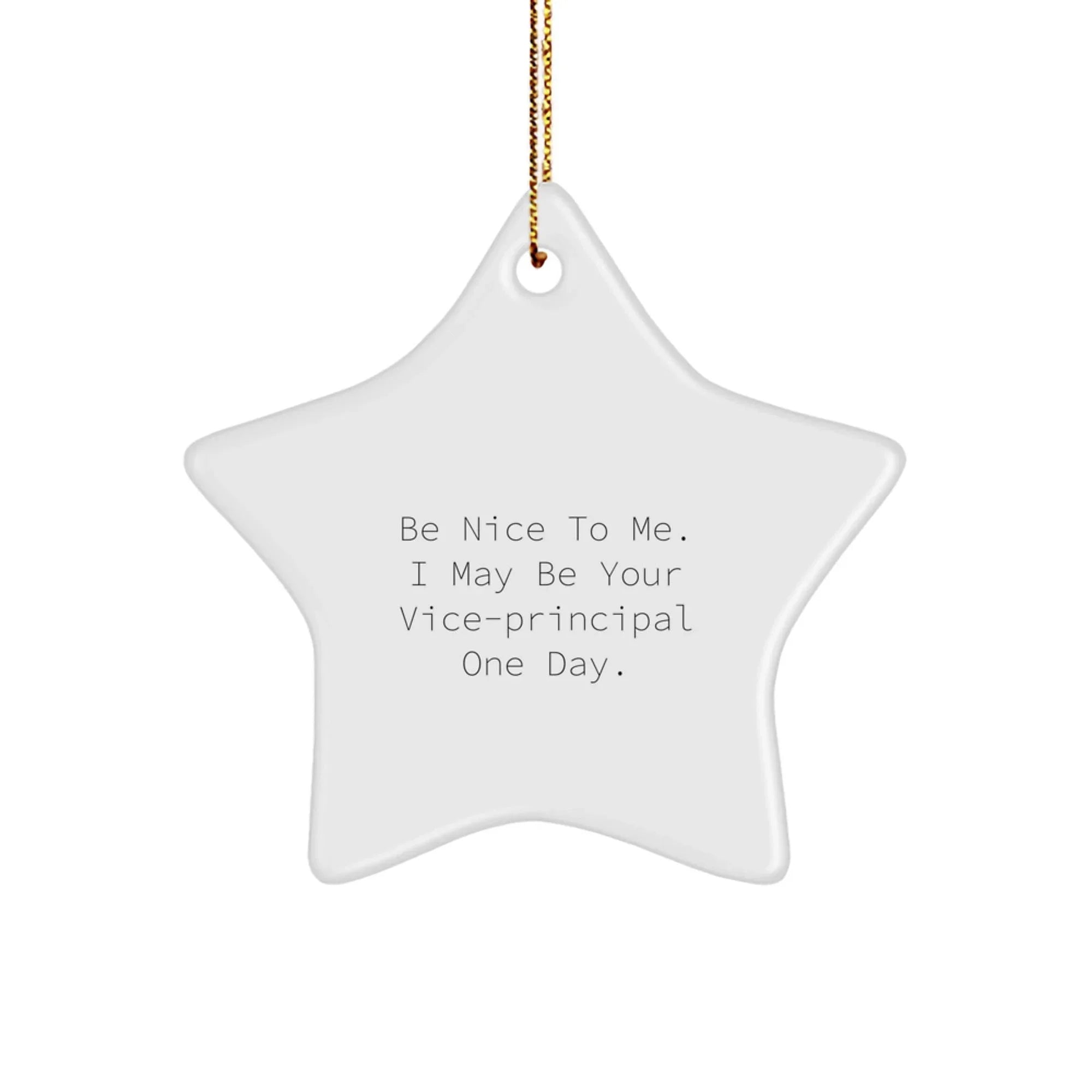 Funny Vice-Principal Gifts from Friends, Be Nice To Me. I May Be Your Vice-Principal One Day., Christmas Star Ornament for Vice-Principal, Gifts For Vice-Principal