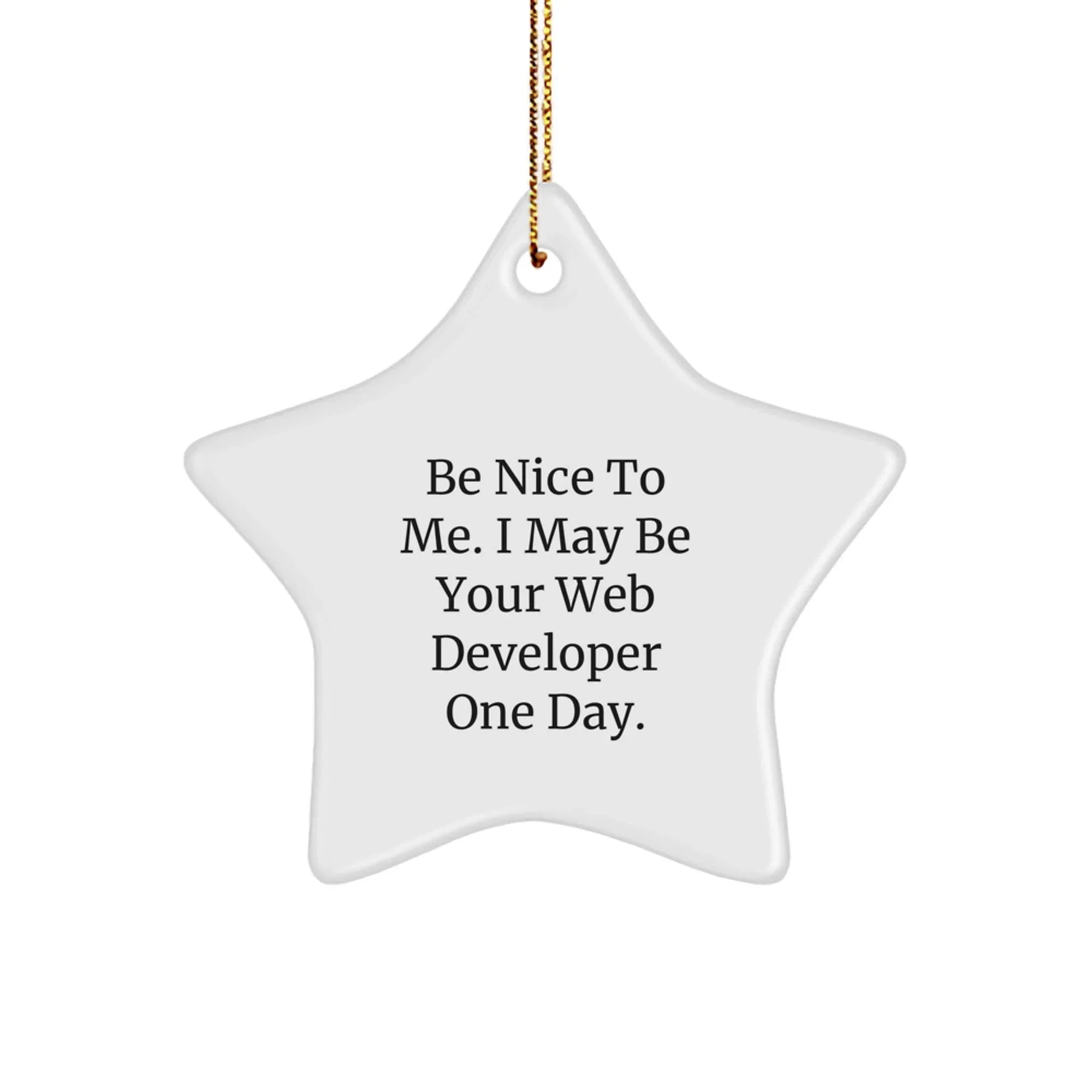 Funny Web Developer Gifts from Friends - Star Ornament with Inspirational Quote 'Be Nice To Me. I May Be Your Web Developer One Day.' for Christmas