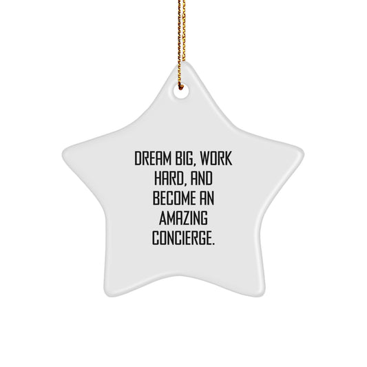Funny Concierge Gifts: Dream Big, Work Hard, Star Ornament for Concierge, Christmas Decorations, Gifts from Friends, Family, or Coworkers for Amazing Concierge - Image 1