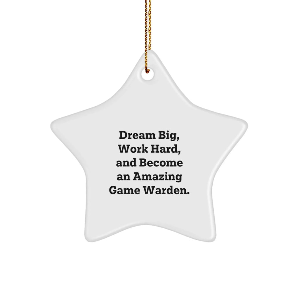 Gifts from Family, 'Dream Big, Work Hard, And Become An Amazing Game Warden.' Inspirational Star Ornament for Game Wardens, Christmas Unique Gifts for Men, Women, Friends, Coworkers, Family