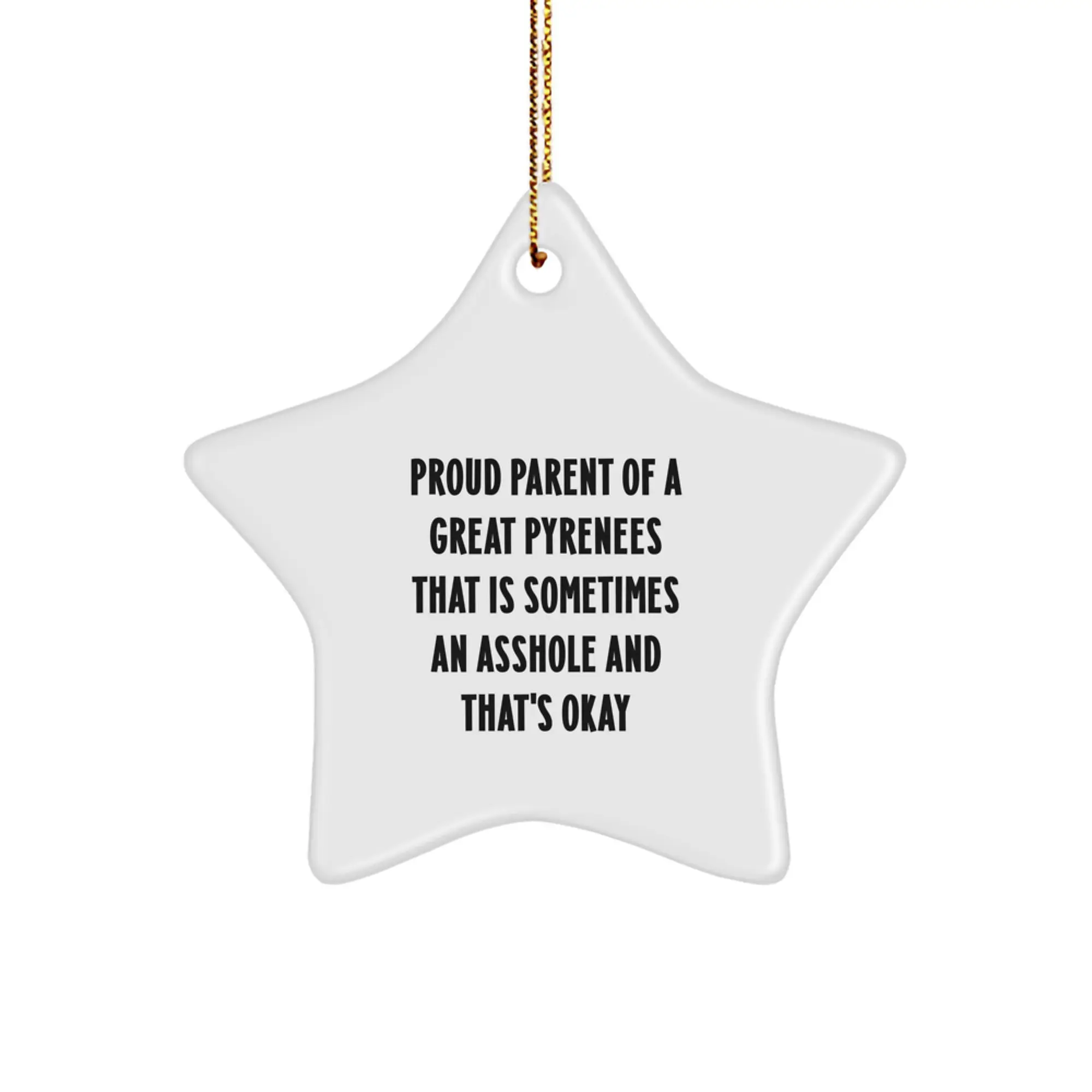 Funny Great Pyrenees Dog Gifts Christmas Star Ornament, Great Pyrenees Dog Lovers Ornament, Proud Parent of a Great Pyrenees That's Okay Star Decor, Great Pyrenees Dog Owners Unique Gift Idea - Image 1