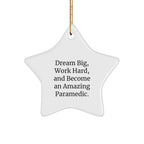 Paramedic Inspiration Gifts, Funny Star Ornament, Christmas Unique Gifts from Friends to Paramedics, Dream Big, Work Hard