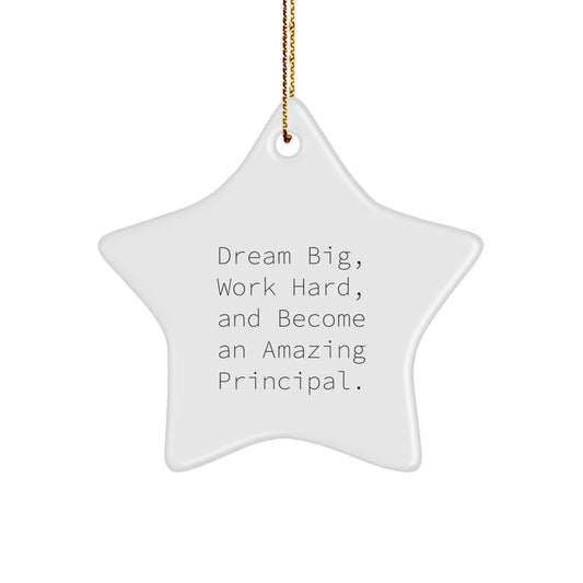 Principal Gifts from Friends - 'Dream Big, Work Hard, And Become An Amazing Principal.' Inspirational Star Ornament for Christmas, Gifts for Principal, Men, Women, Family - Image 1