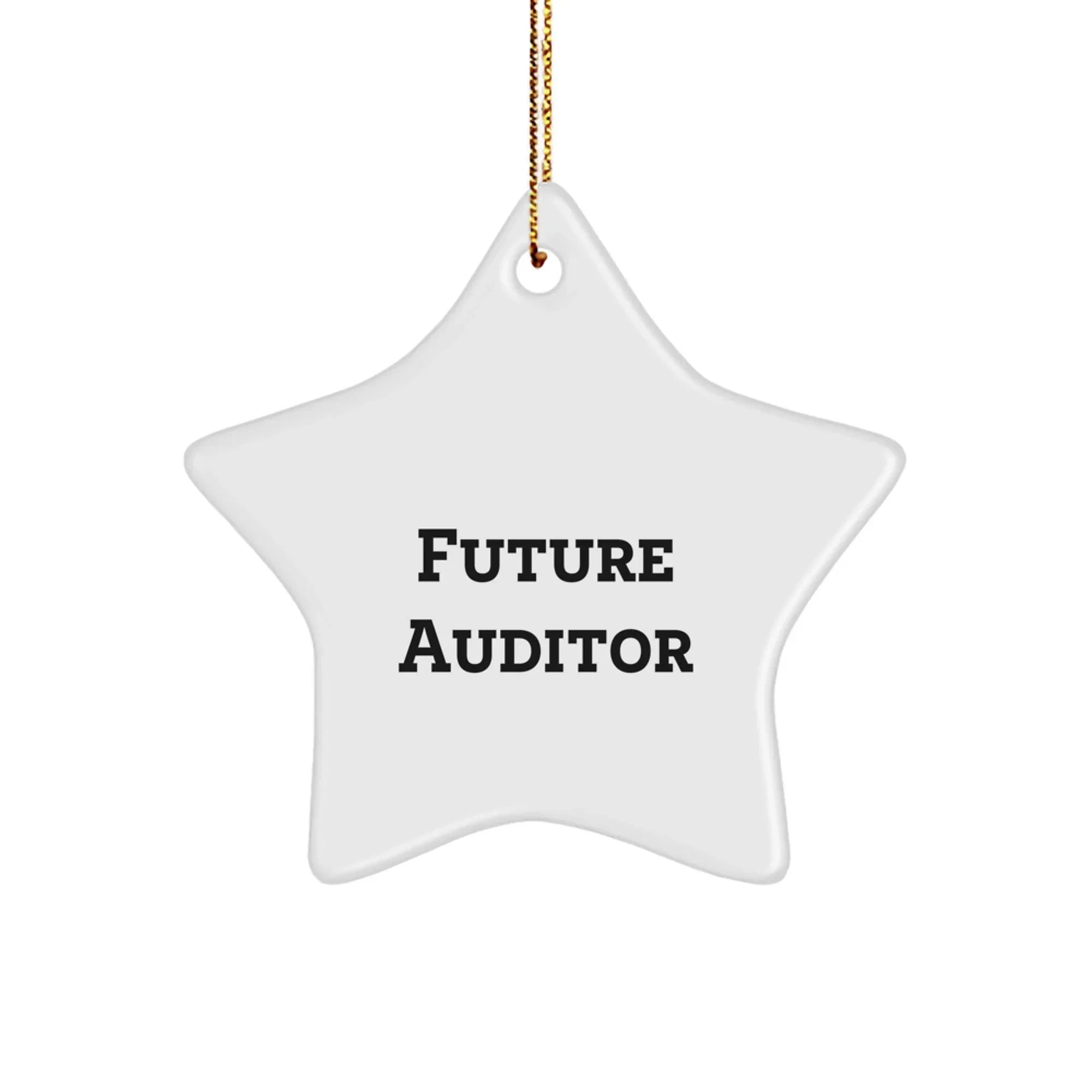 Funny Future Auditor Gifts from Friends - Star Ornament, Inspirational Quote, White, 3.25" tall with Gold Cord, Christmas Unique