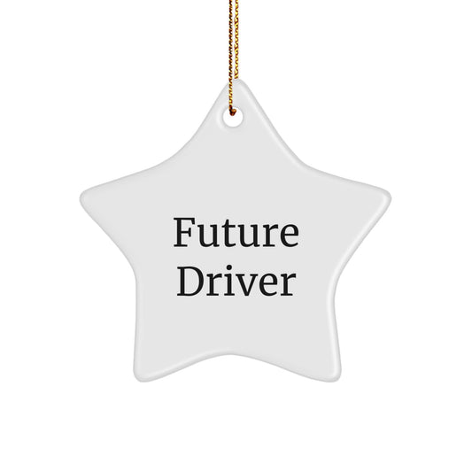 Funny Driver Gifts for Men - Future Driver Star Ornament, Inspirational Quote, White Star Shaped Christmas Unique Gifts from Friends and Family - Image 1