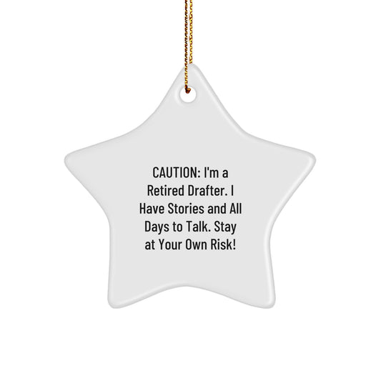 Funny Retired Drafter Gifts, Cute Star Ornament for Drafter Enthusiasts, White Star Shaped Gifts from Men to Friends, Christmas Unique Gifts for Drafter - Image 1