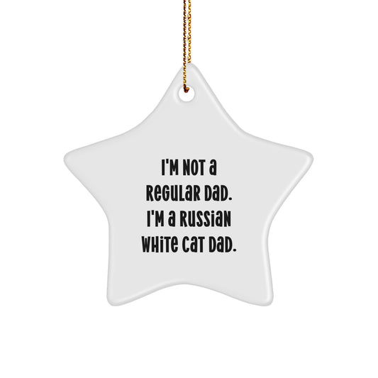 Fun Russian White Cat Star Ornament Gifts from Dad for Russian White Cat Lovers Christmas Unique Gifts - Image 1