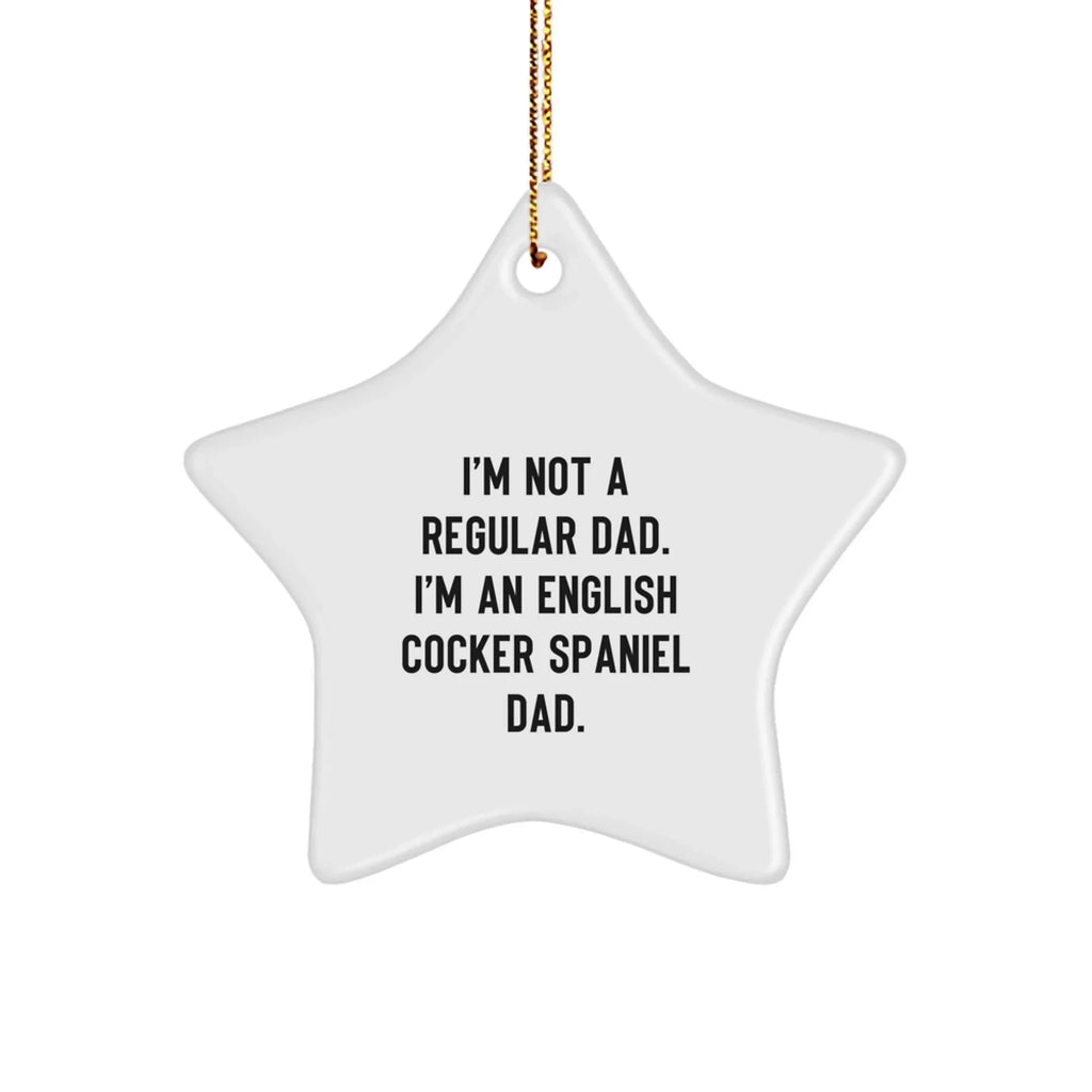 English Cocker Spaniel Dog Star Ornament Funny Dad Gift from Men to Family for Christmas Unique