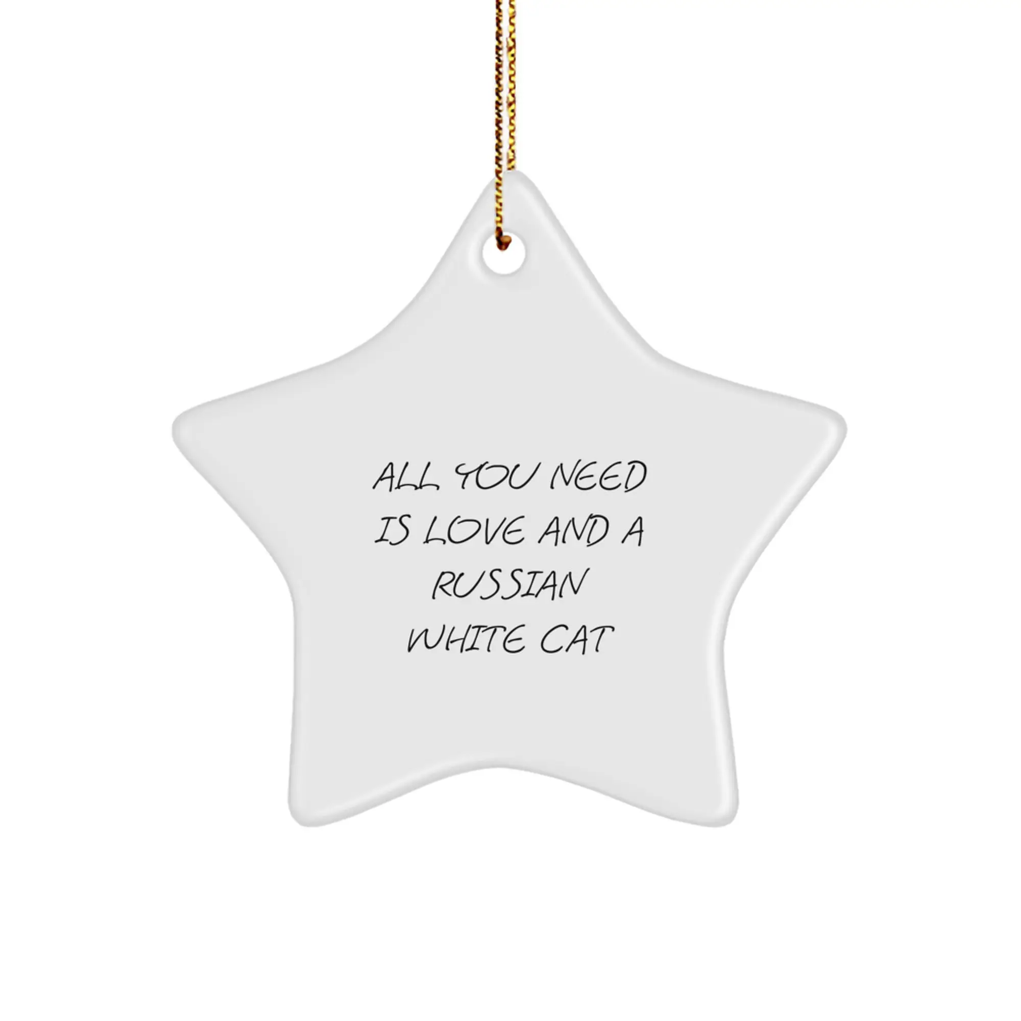 Funny Russian White Cat Star Ornament Gifts from Men to Family for Christmas Unique - Image 1
