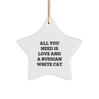 Russians White Cat Lover Gifts from Family Unique Star Ornament, Funny Quote Russian White Cats Christmas Decorations Gifts for Russian White Cat Enthusiasts - Image 1