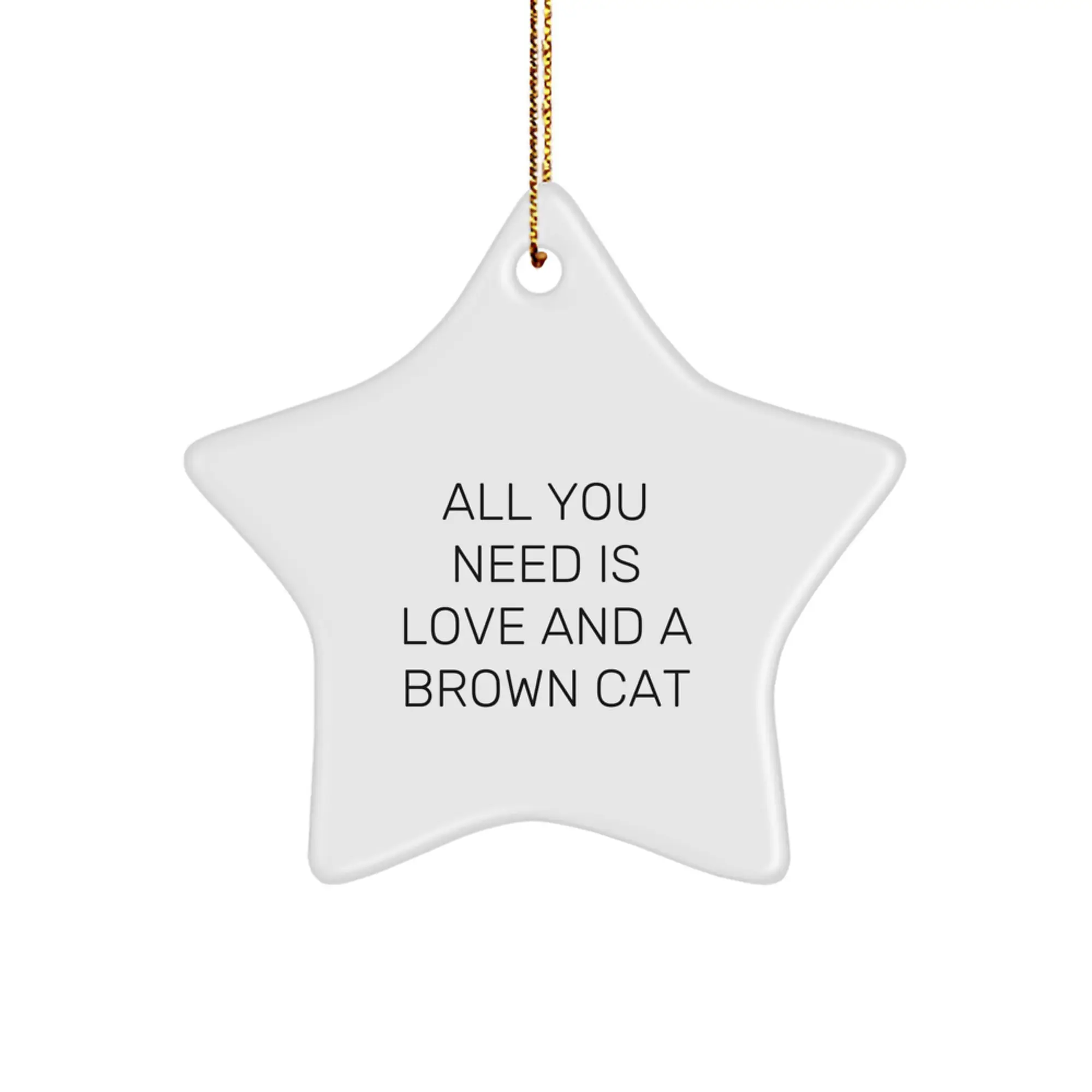 Funny Brown Cat Star Ornament Gifts from Friends for Christmas - 'All You Need Is Love And A Brown Cat' - Image 1