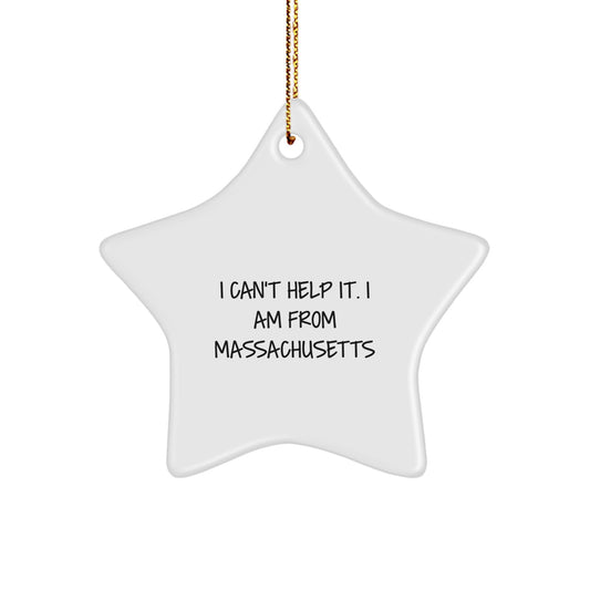 Bay State Proud Christmas Star Ornament for Massachusetts Gifts from Friends - Image 1