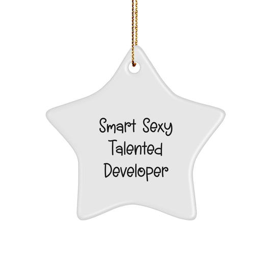 Gifts for Smart Sexy Talented Developers - Funny Star Ornament, 'Smart Sexy Talented Developer' Quote, Christmas Decorations - Image 1