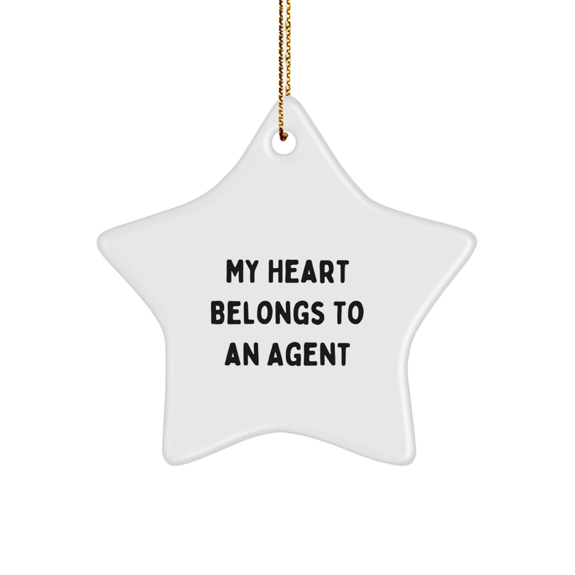 Funny Agent Gifts from Friends - My Heart Belongs To An Agent Star Ornament, Christmas Unique Agent Decorations