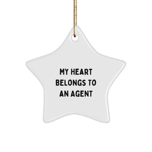 Funny Agent Gifts from Friends - My Heart Belongs To An Agent Star Ornament, Christmas Unique Agent Decorations - Image 1