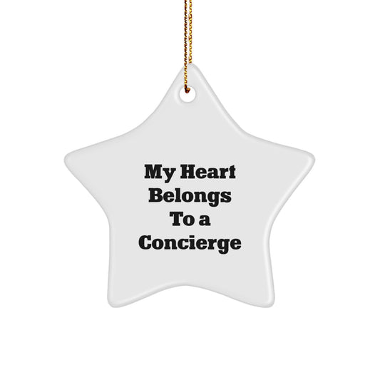 Concierge Gifts from Friends and Family - My Heart Belongs To A Concierge Star Ornament, Christmas Unique Delights - Image 1