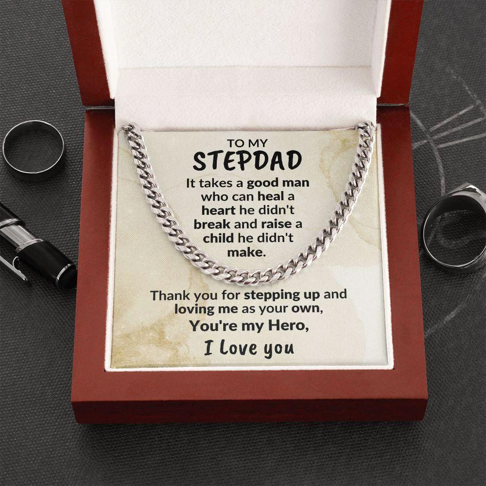 Stepdad Gift - You're My Hero Cuban Link Necklace